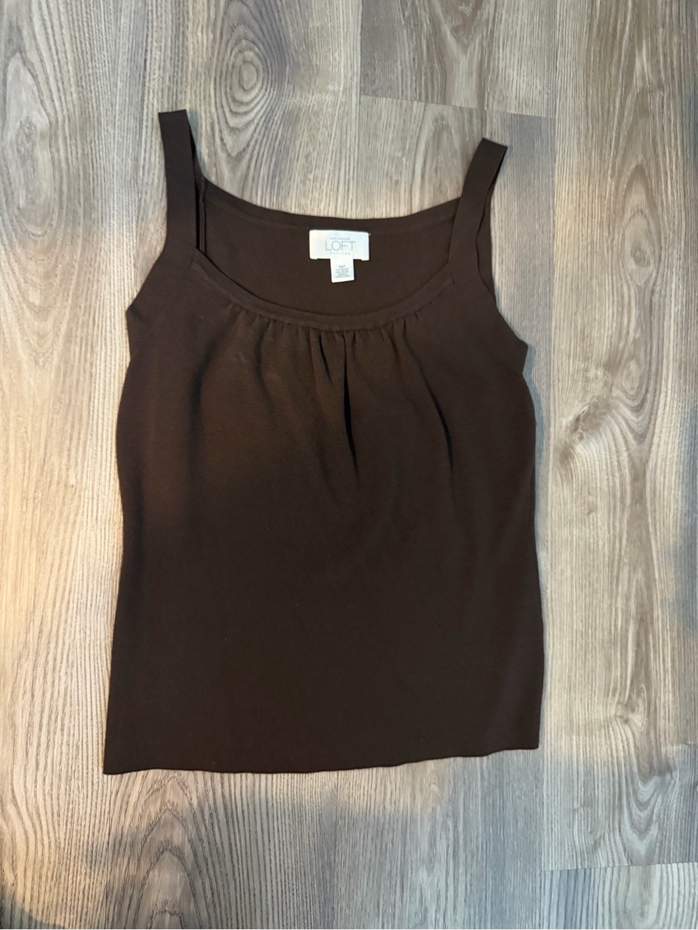 LOFT Dark Brown Ruched Scoop Neck Camisole